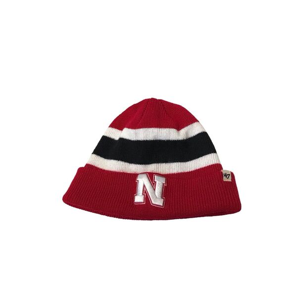 Men's '47 Scarlet Nebraska Huskers State Line Cuffed Knit Hat - Picture 3 of 6